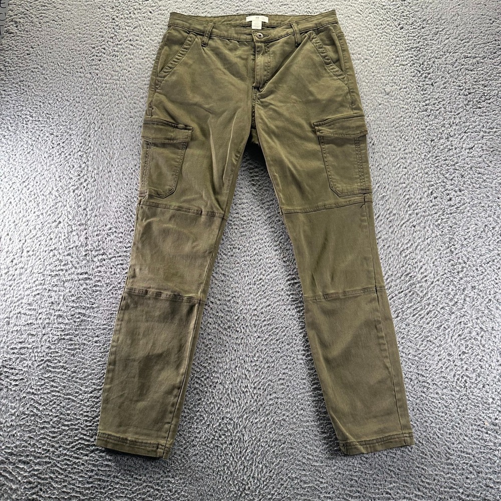 H&M L.O.G.G. Pant Womens 10 Green Cotton Cargo Skinny Travel Utility Workwear